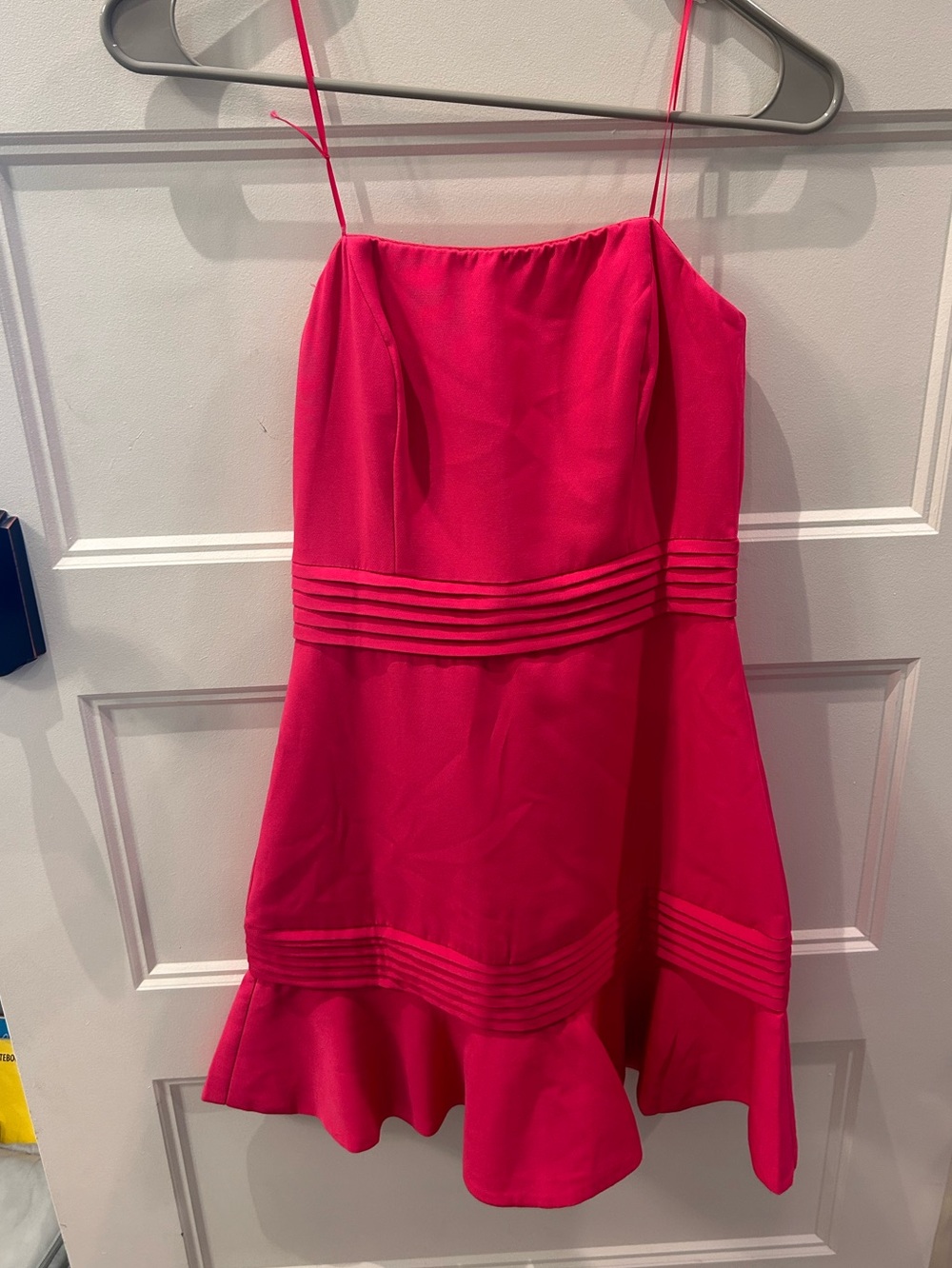 DO+BE Bright Pink Strapless  Ruffle Hem Dress